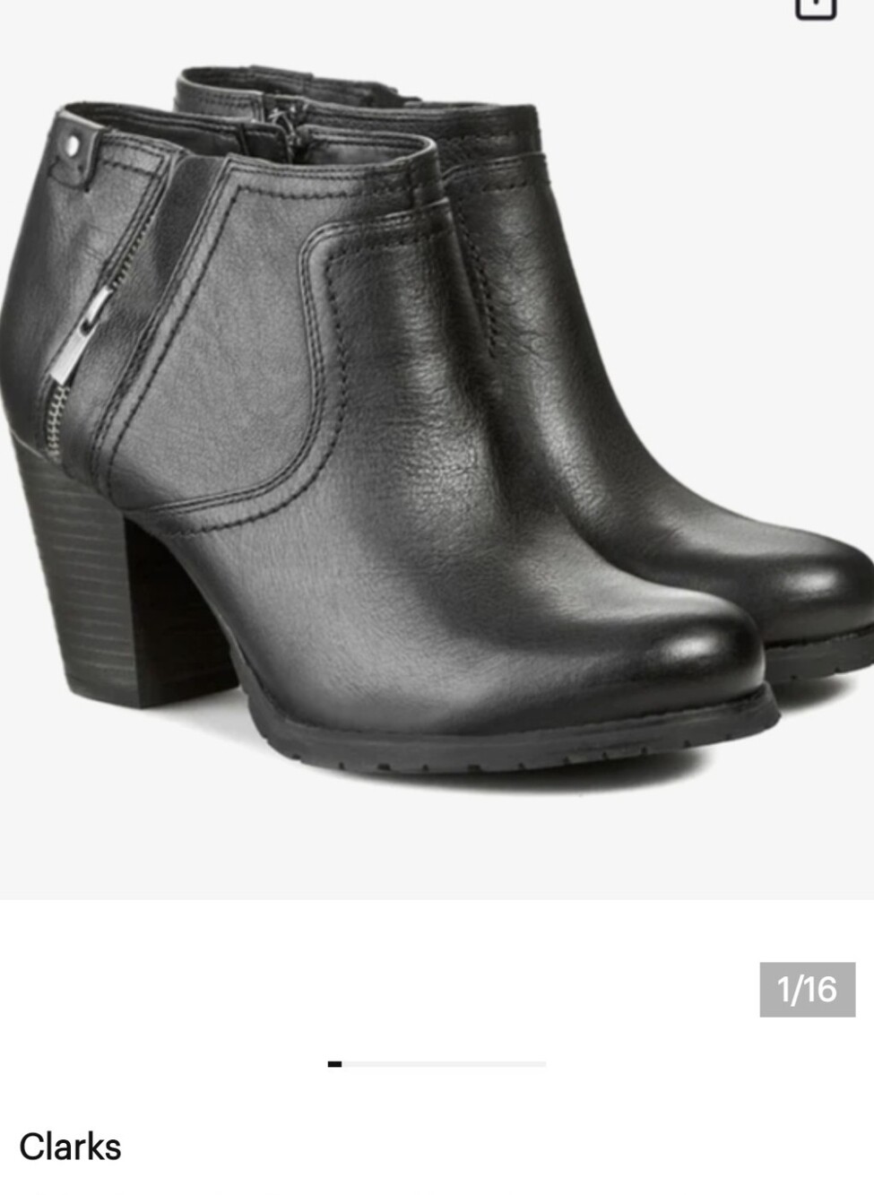 Clarks Mission Halle Distressed Leather Black Heel Ankle Boot Women Size…